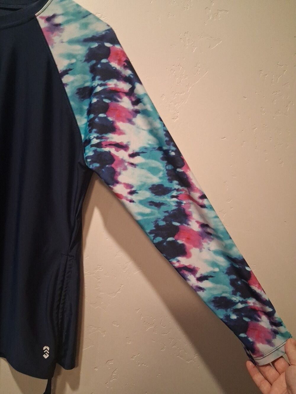 Free Country Womens XL Blue Pink Tie Dye Sun Block Rash Guard Zip UPF 50 Swim - Picture 5 of 15